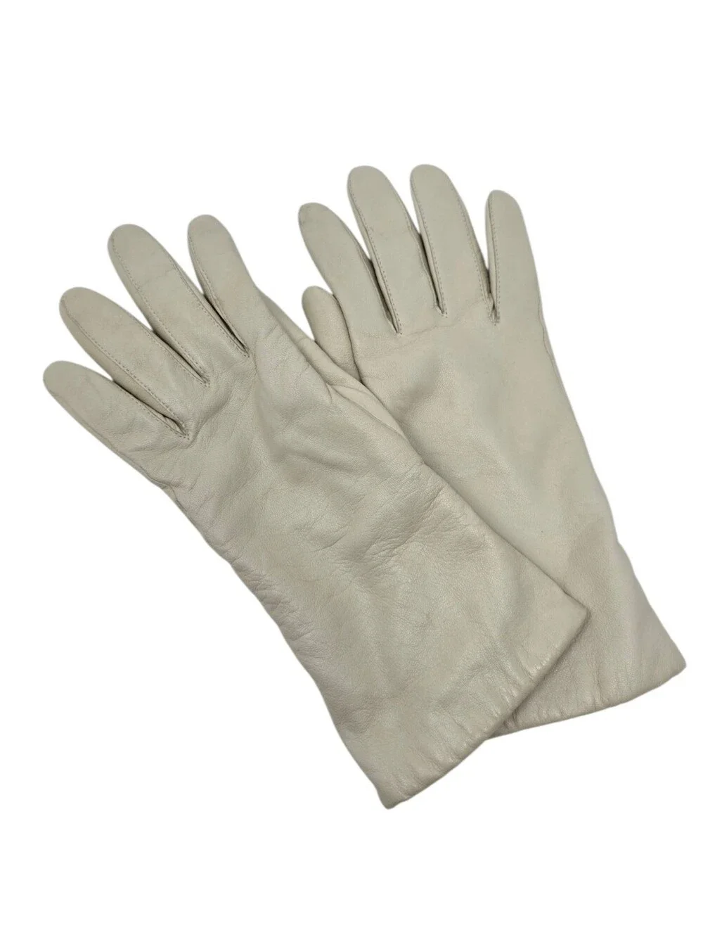 Soft Leather Gloves With Cashmere Lining Women's 7 1/2 Small Ivory
